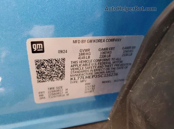 KL77LHEP3SC116236 2025 CHEVROLET TRAX Blue სალონის 360-გრადუსიანი ხედი
