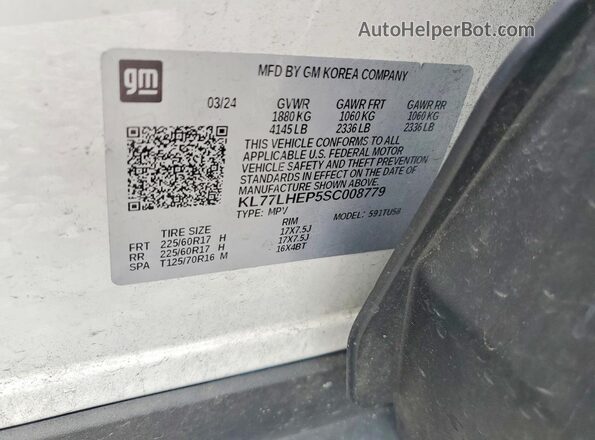 KL77LHEP5SC008779 2025 CHEVROLET TRAX White Vista del compartimento del motor