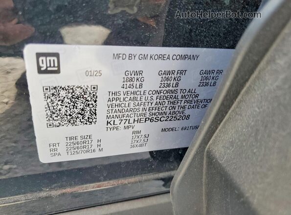 KL77LHEP6SC225208 2025 CHEVROLET TRAX Black Панорамний вид салону 360°