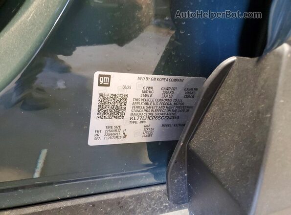 KL77LHEP6SC324353 2025 CHEVROLET TRAX Green VIN კოდის სტიკერის ხედი