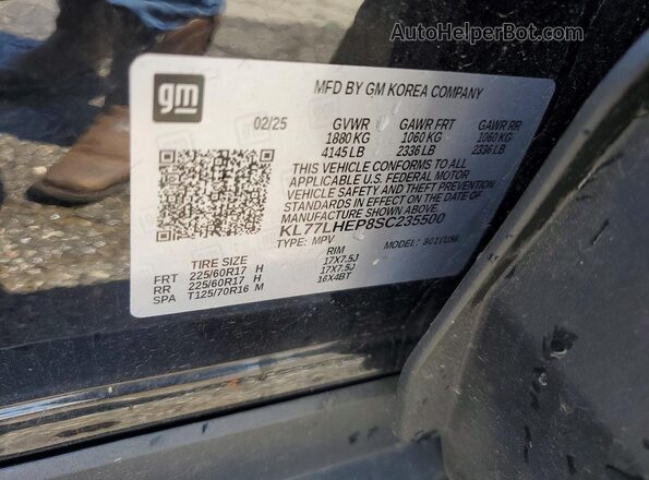 KL77LHEP8SC235500 2025 CHEVROLET TRAX Черный Вид наклейки с VIN-кодом