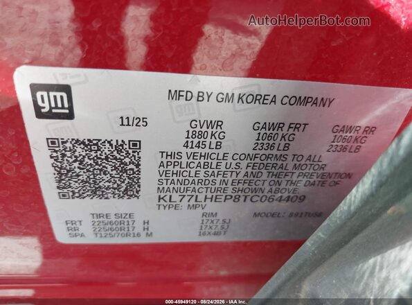 KL77LHEP8TC064409 2026 CHEVROLET TRAX Red Շարժիչի բաժամունքի տեսք