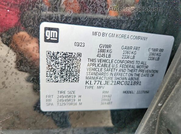 KL77LJE21RC021891 2024 CHEVROLET TRAX Black Панорамний вид салону 360°