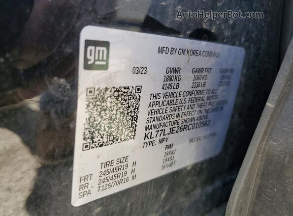 KL77LJE26RC010563 2024 CHEVROLET TRAX Черный Вид наклейки с VIN-кодом