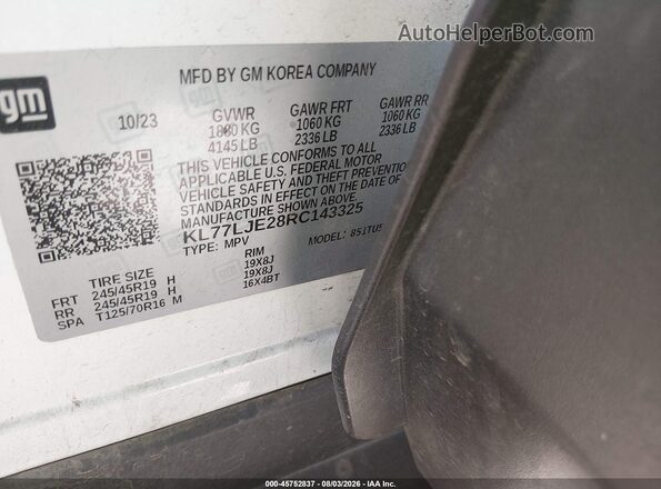 KL77LJE28RC143325 2024 CHEVROLET TRAX White Вид підкапотного простору