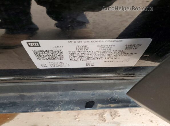 KL77LJE28RC193061 2024 CHEVROLET TRAX Black VIN կոդի պիտակի տեսք