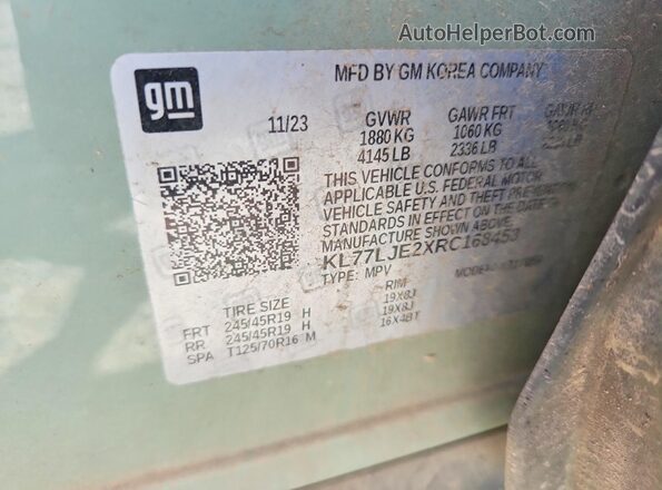 KL77LJE2XRC168453 2024 CHEVROLET TRAX Green Widok wnętrza 360 stopni