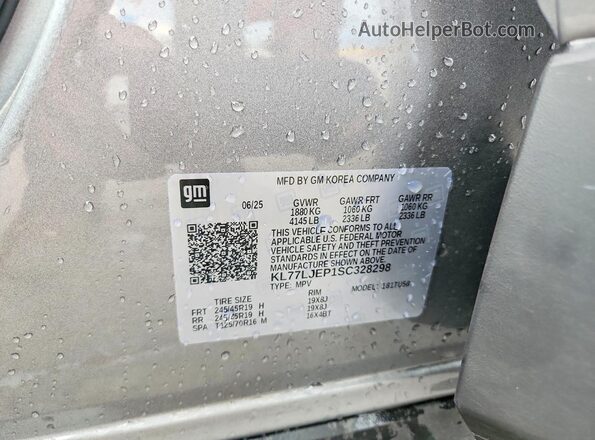 KL77LJEP1SC328298 2025 CHEVROLET TRAX Silver Vista de la etiqueta del VIN