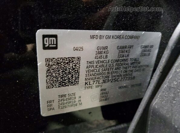KL77LJEP2SC277359 2025 CHEVROLET TRAX Black Панорамний вид салону 360°
