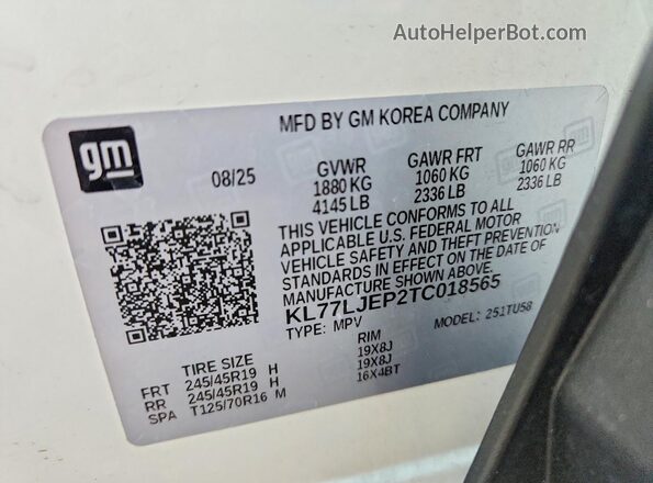 KL77LJEP2TC018565 2026 CHEVROLET TRAX White Շարժիչի բաժամունքի տեսք