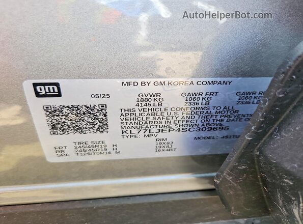 KL77LJEP4SC309695 2025 CHEVROLET TRAX Silver Widok komory silnika