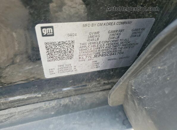 KL77LJEP8SC041704 2025 CHEVROLET TRAX Black VIN კოდის სტიკერის ხედი