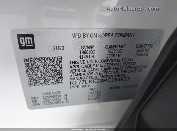 KL77LKE28RC164813 2024 CHEVROLET TRAX White Вид підкапотного простору