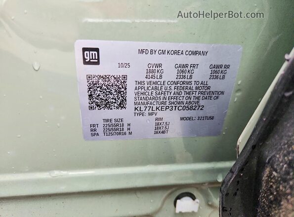 KL77LKEP3TC058272 2026 CHEVROLET TRAX Green Սալոնի 360 աստիճան տեսք