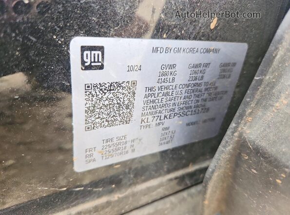 KL77LKEP5SC151728 2025 CHEVROLET TRAX Black VIN sticker view
