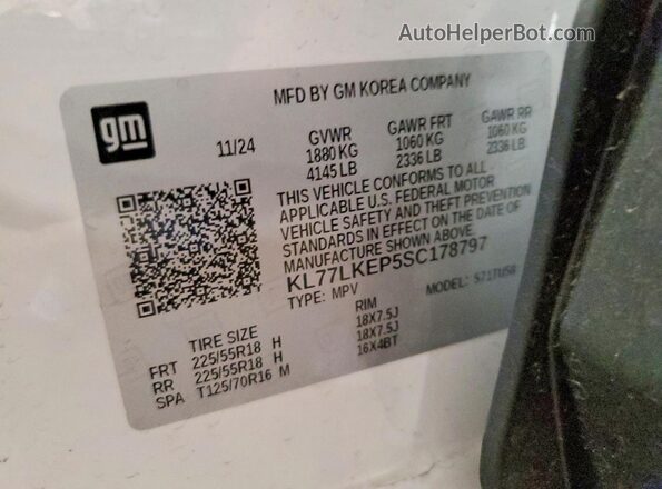 KL77LKEP5SC178797 2025 CHEVROLET TRAX White Vista del compartimento del motor