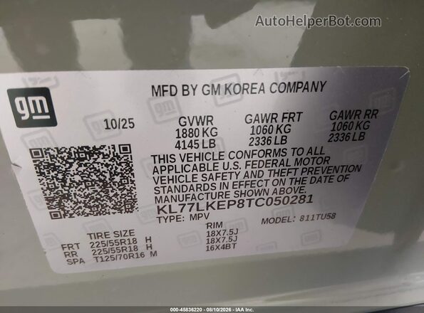 KL77LKEP8TC050281 2026 CHEVROLET TRAX Green Շարժիչի բաժամունքի տեսք
