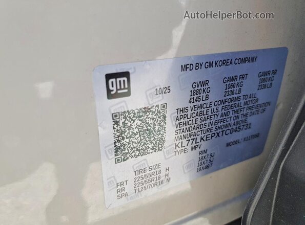 KL77LKEPXTC045731 2026 CHEVROLET TRAX Желто-коричневый Вид наклейки с VIN-кодом