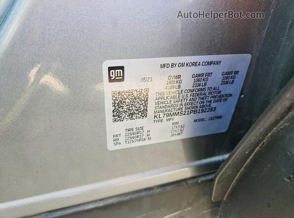 KL79MMS21PB192283 2023 CHEVROLET TRAILBLAZER Gray Вид підкапотного простору