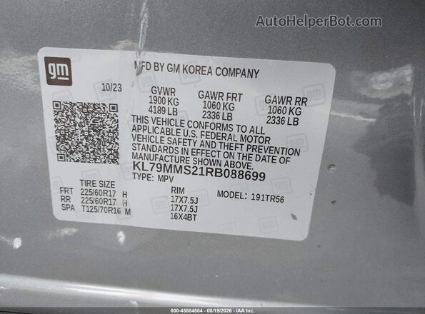 KL79MMS21RB088699 2024 CHEVROLET TRAILBLAZER Серебряный Вид подкапотного пространства