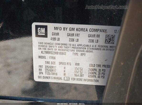 KL79MMS22MB105843 2021 CHEVROLET TRAILBLAZER Black Vista del compartimento del motor