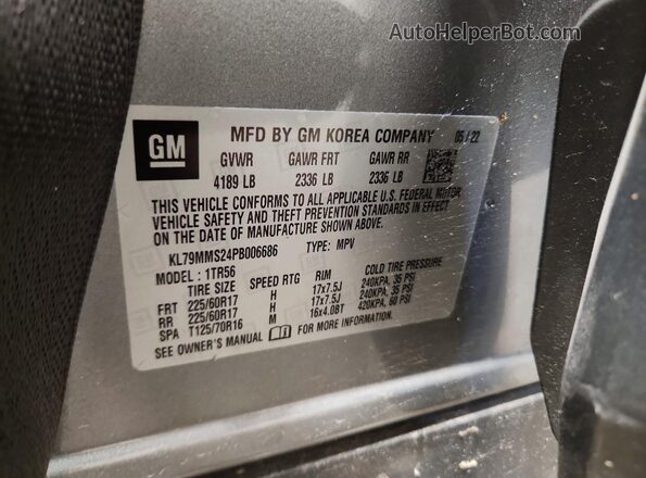 KL79MMS24PB006686 2023 CHEVROLET TRAILBLAZER Gray VIN sticker view