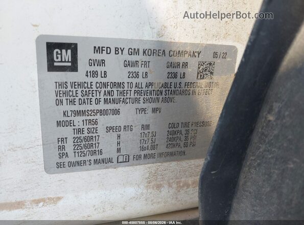 KL79MMS25PB007006 2023 CHEVROLET TRAILBLAZER White Вид підкапотного простору