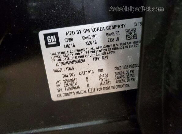 KL79MMS26MB010301 2021 CHEVROLET TRAILBLAZER Черный Вид подкапотного пространства
