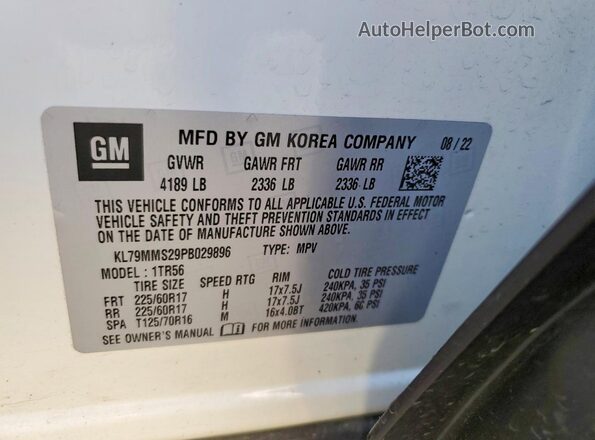 KL79MMS29PB029896 2023 CHEVROLET TRAILBLAZER White 360 interior view