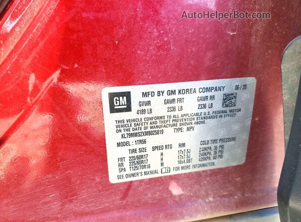 KL79MMS2XMB025819 2021 CHEVROLET TRAILBLAZER Maroon სალონის 360-გრადუსიანი ხედი