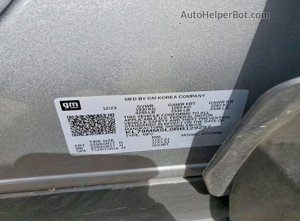 KL79MMSL0RB129297 2024 CHEVROLET TRAILBLAZER Gray Widok komory silnika