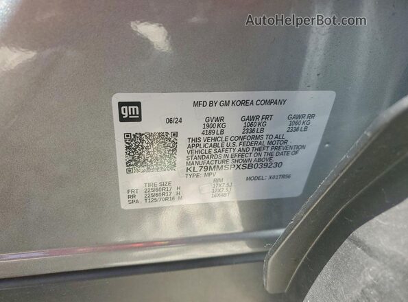KL79MMSPXSB039230 2025 CHEVROLET TRAILBLAZER Gray სალონის 360-გრადუსიანი ხედი