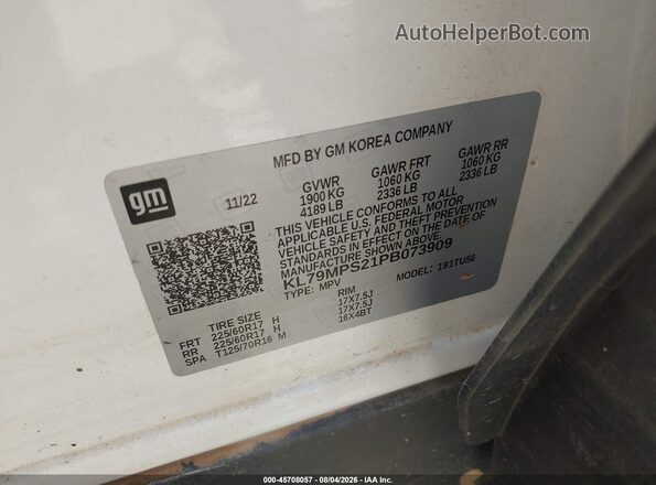 KL79MPS21PB073909 2023 CHEVROLET TRAILBLAZER White ძრავის განყოფილების ხედი