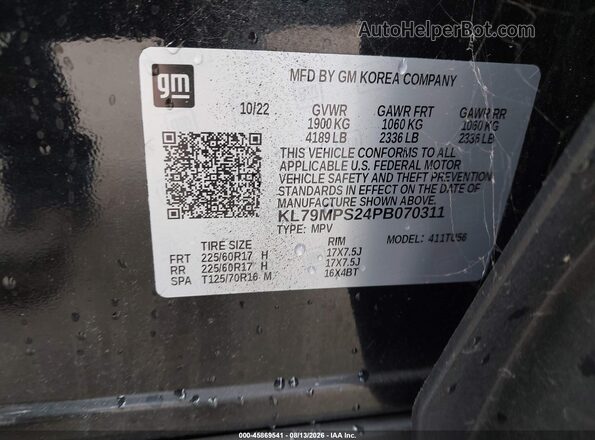 KL79MPS24PB070311 2023 CHEVROLET TRAILBLAZER Black Widok komory silnika