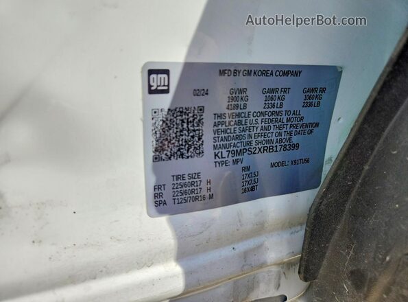 KL79MPS2XRB178399 2024 CHEVROLET TRAILBLAZER White Widok wnętrza 360 stopni
