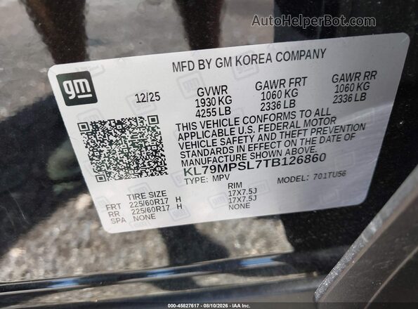 KL79MPSL7TB126860 2026 CHEVROLET TRAILBLAZER Black Vista del compartimento del motor
