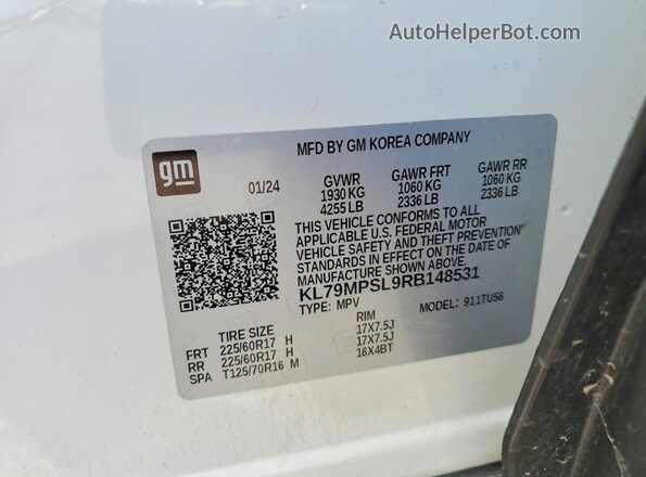 KL79MPSL9RB148531 2024 CHEVROLET TRAILBLAZER Белый Вид подкапотного пространства