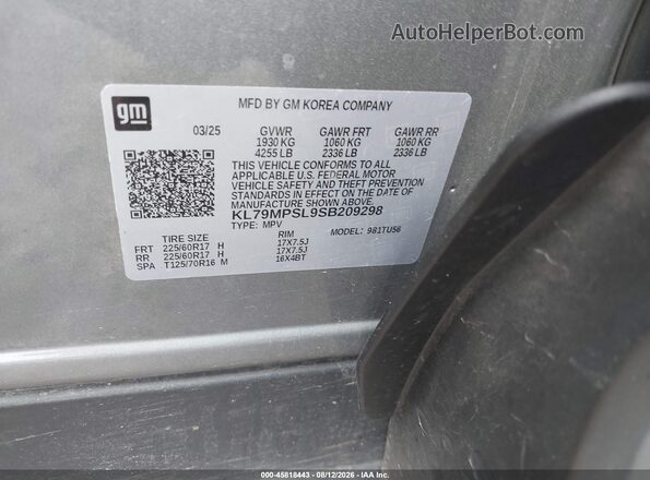 KL79MPSL9SB209298 2025 CHEVROLET TRAILBLAZER Gray Շարժիչի բաժամունքի տեսք