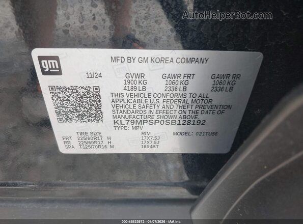 KL79MPSP0SB128192 2025 CHEVROLET TRAILBLAZER Black Вид підкапотного простору