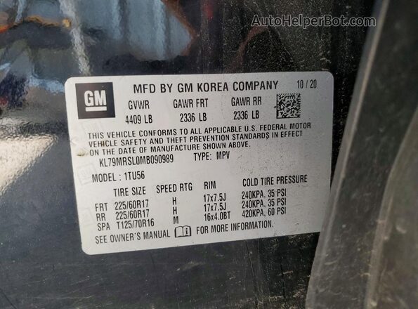 KL79MRSL0MB090989 2021 CHEVROLET TRAILBLAZER Black Widok wnętrza 360 stopni