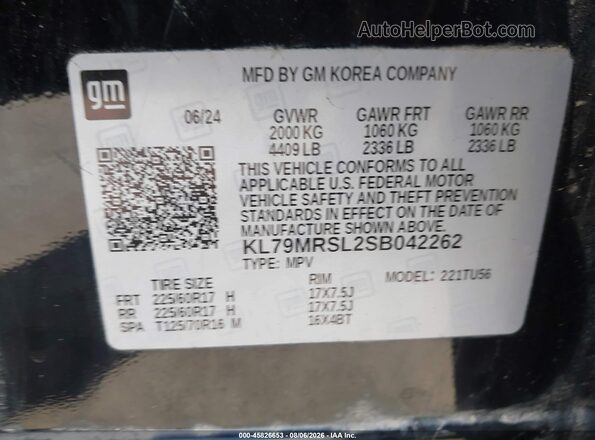 KL79MRSL2SB042262 2025 CHEVROLET TRAILBLAZER Black Vista del compartimento del motor