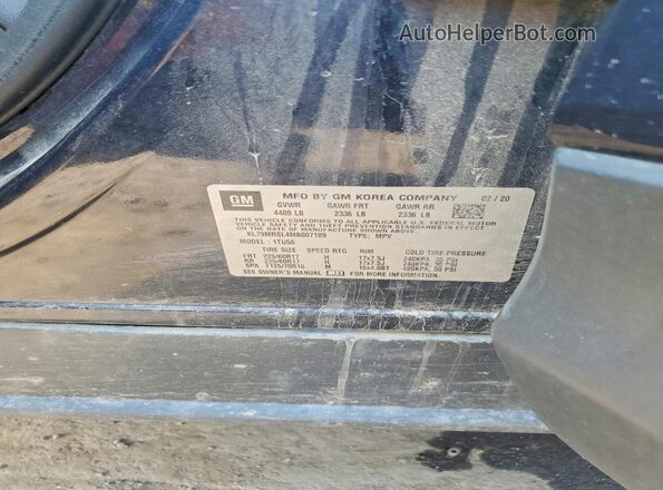 KL79MRSL4MB007189 2021 CHEVROLET TRAILBLAZER Black VIN კოდის სტიკერის ხედი