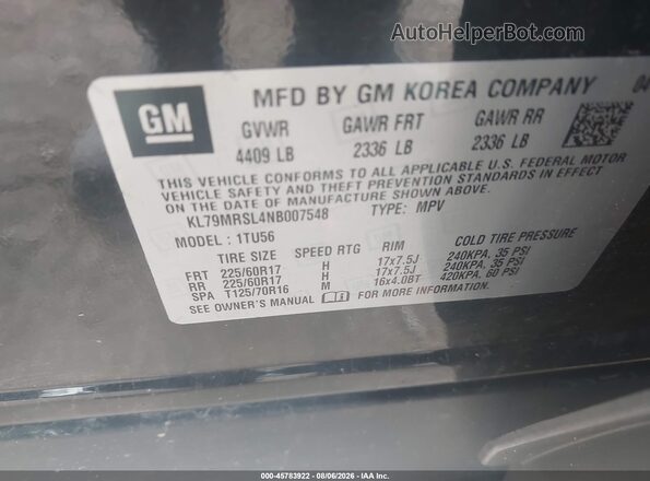 KL79MRSL4NB007548 2022 CHEVROLET TRAILBLAZER Черный Вид подкапотного пространства