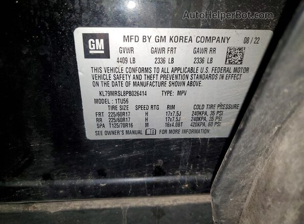 KL79MRSL8PB026414 2023 CHEVROLET TRAILBLAZER Black VIN sticker view