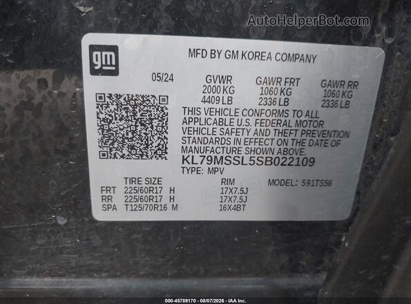 KL79MSSL5SB022109 2025 CHEVROLET TRAILBLAZER Black ძრავის განყოფილების ხედი