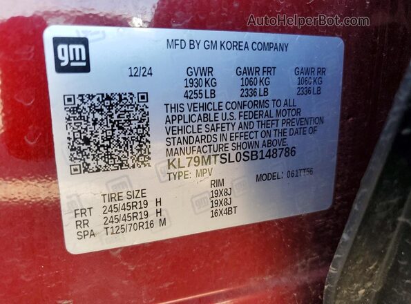KL79MTSL0SB148786 2025 CHEVROLET TRAILBLAZER Red Vista interior de 360 grados