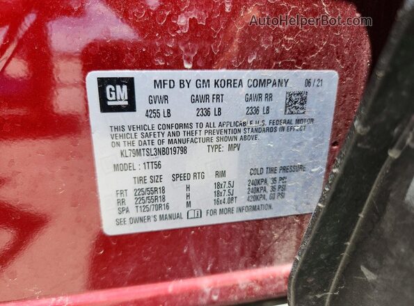 KL79MTSL3NB019798 2022 CHEVROLET TRAILBLAZER Красный Вид подкапотного пространства