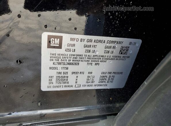 KL79MTSL3NB062828 2022 CHEVROLET TRAILBLAZER Black Widok naklejki z numerem VIN