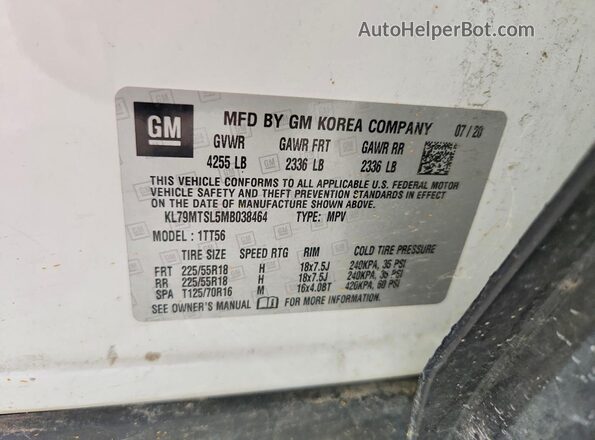 KL79MTSL5MB038464 2021 CHEVROLET TRAILBLAZER White 