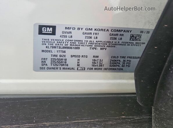 KL79MTSL8MB061009 2021 CHEVROLET TRAILBLAZER White Widok komory silnika